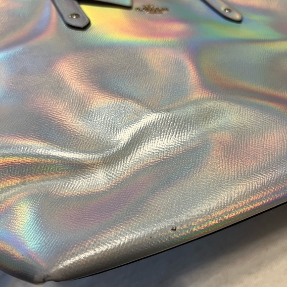 Coach Hologram City Zip Tote and Wallet Iridescent Leather Silver - Picture 10 of 11